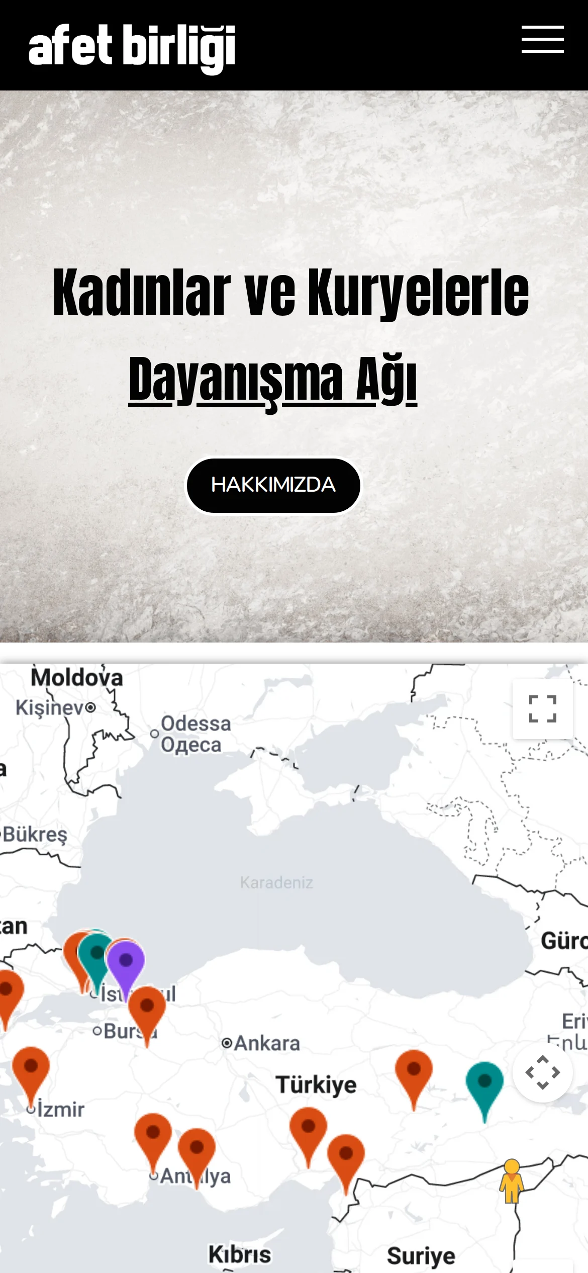 Afet Birliği mobil görünüm