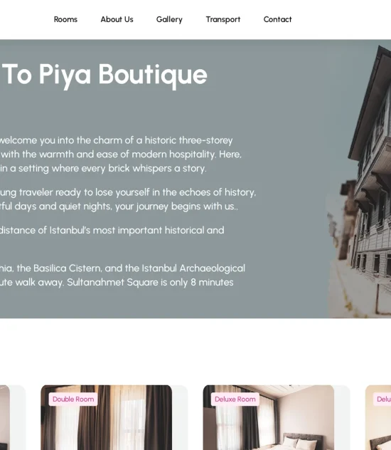 Piya Boutique Hotel web sitesi ekran görüntüsü