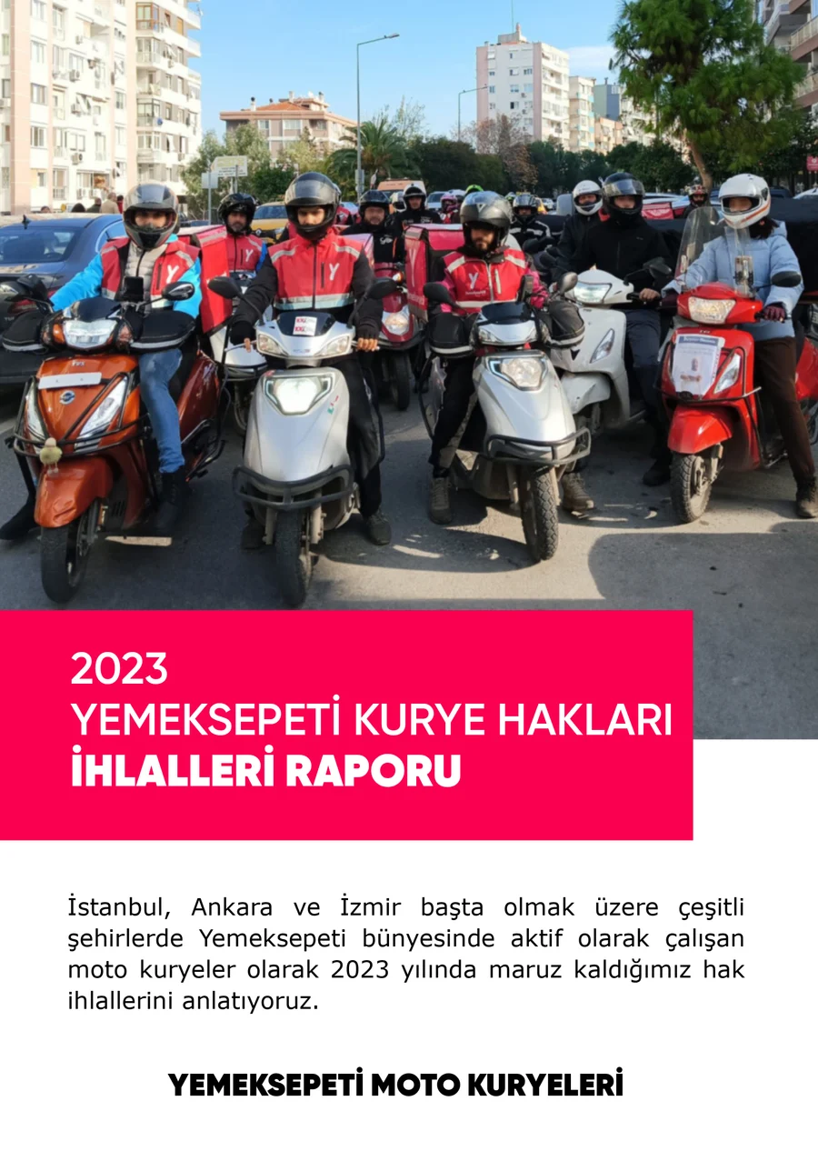 Yemeksepeti Kurye Hakları İhlalleri Raporu kapağı