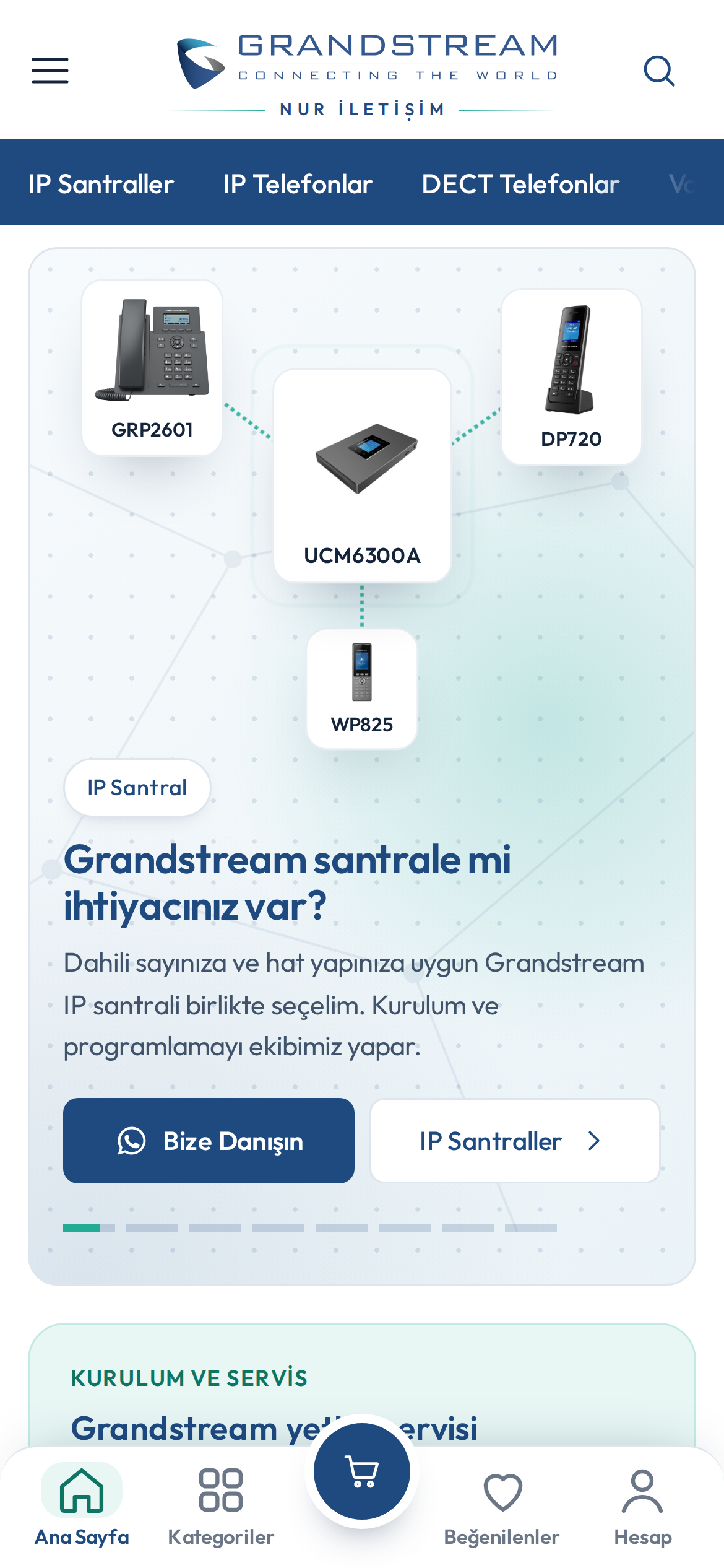 Grandstream Santral mobil görünüm
